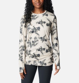 Beige Women's Columbia Leslie Falls Long Sleeve T-Shirt | 5408-XLSTI