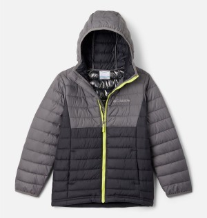 Black Kids' Columbia Powder Lite Hooded Jacket | 7049-BAUNE