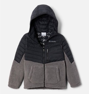 Black Kids' Columbia Powder Lite Novelty Hooded Jacket | 0327-FASDJ