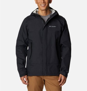 Black Men's Columbia Discovery Point Shell Rain Jacket | 2419-AIYFC