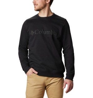 Black Men's Columbia Logo Fleece Crew Pullover | 5136-XIBRF