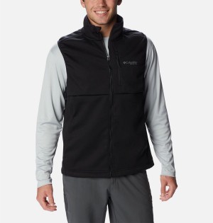 Black Men's Columbia PFG Terminal Stretch Softshell Vest | 3189-ECSGI