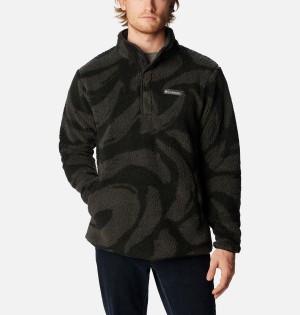 Black Men's Columbia PHG Rugged Ridge II Sherpa Half Snap Pullover | 9718-HVIWP