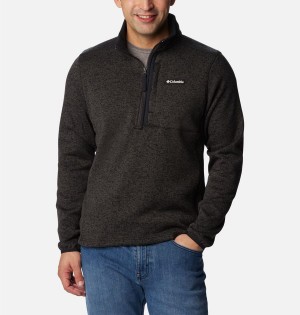 Black Men's Columbia Sweater Weather Fleece Half Zip Pullover | 2509-UBTQF