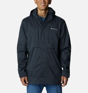 Black Men's Columbia Wright Lake Rain Jacket | 6270-QCAMP