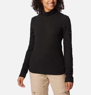 Black Women's Columbia Boundless Trek Ribbed Turtleneck Long Sleeve T-Shirt | 2718-ZLEYX