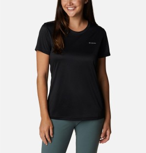 Black Women's Columbia Hike Short Sleeve Crew T-Shirt | 2950-UDGLM