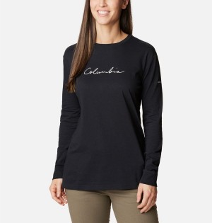 Black Women's Columbia North Cascades Long Sleeve T-Shirt | 7836-ARLHZ