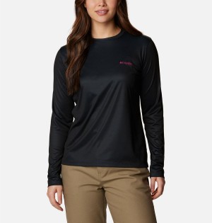 Black Women's Columbia PHG Tough Shot Graphic Long Sleeve T-Shirt | 5317-RZNQW