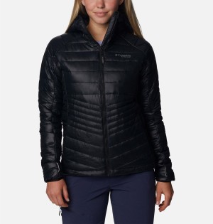 Black Women's Columbia Platinum Peak Hooded Puffer Jacket | 2960-NAPVZ