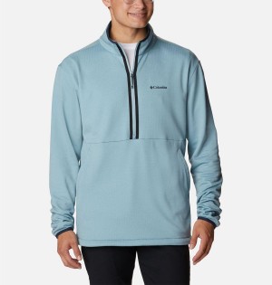 Blue Men's Columbia Coral Ridge Performance Midlayer Half Zip Fleece Pullover | 5714-NZRMY