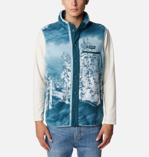 Blue Men's Columbia Helvetia Sherpa Fleece Vest | 4790-NJCGE