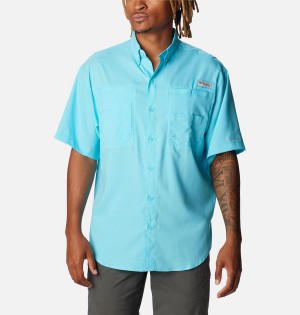 Blue Men's Columbia PFG Tamiami II Short Sleeve Shirt | 5391-FSNRD