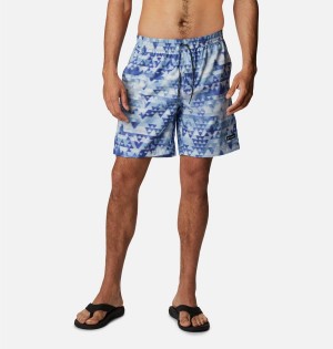 Blue Men's Columbia Summertide Stretch Printed Shorts | 0296-IHJOS