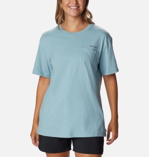 Blue Women's Columbia Break It Down T-Shirt | 2657-SGWNR