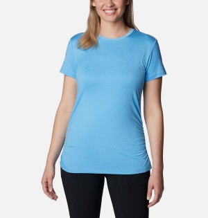 Blue Women's Columbia Leslie Falls Short Sleeve T-Shirt | 6403-MQIDR