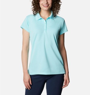 Blue Women's Columbia PFG Innisfree Short Sleeve Polo T-Shirt | 8520-JQAXB