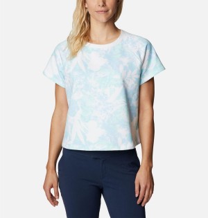 Blue Women's Columbia PFG Slack Water French Terry T-Shirt | 6875-HMLVZ