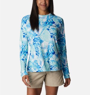 Blue Women's Columbia PFG Super Tidal Long Sleeve T-Shirt | 6897-OYQJH