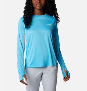 Blue Women's Columbia PFG Tidal Vent Long Sleeve T-Shirt | 3086-XLVTF