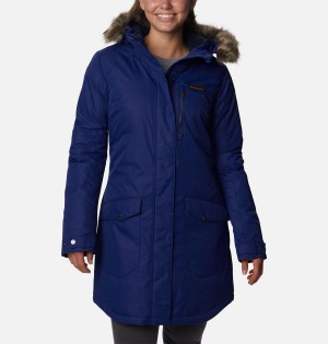 Blue Women's Columbia Suttle Mountain Long Insulated Coats | 5318-JDEUI