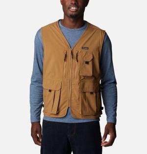 Brown Men's Columbia Silver Ridge Utility Vest | 0568-TRMJX