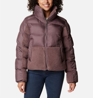 Brown Women's Columbia Leadbetter Point Sherpa Hybrid Puffer Jacket | 3712-GVNAT