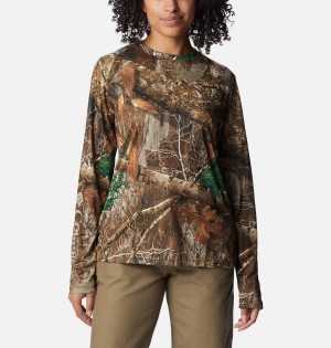 Brown Women's Columbia Super PHG Tough Shot Long Sleeve T-Shirt | 0948-BYDMI