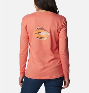 Coral Women's Columbia North Cascades Back Graphic Long Sleeve T-Shirt | 4613-BXMHL