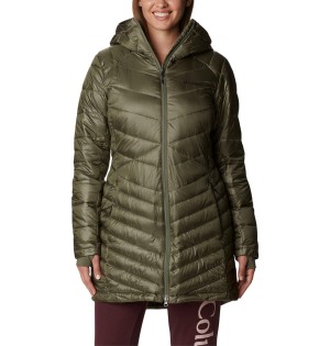 Green Women's Columbia Joy Peak Mid Insulated Hooded Puffer Jacket | 1604-XLFPI