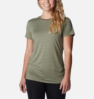 Green Women's Columbia Leslie Falls Short Sleeve T-Shirt | 6073-QBCRT