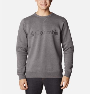 Grey Men's Columbia Logo Fleece Crew Pullover | 4367-WBVEC