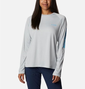 Grey Women's Columbia PFG Tidal II Long Sleeve T-Shirt | 4615-EKUGH