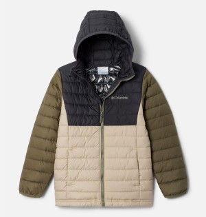 Khaki Kids' Columbia Powder Lite Hooded Jacket | 1768-PBJFS