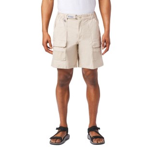 Khaki Men's Columbia PFG Half Moon III Shorts | 0865-UVYSQ