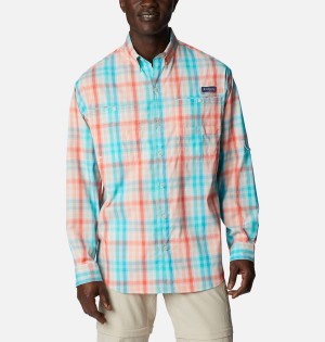 Multicolor Men's Columbia PFG Super Tamiami Long Sleeve Shirt | 1458-FLQGR