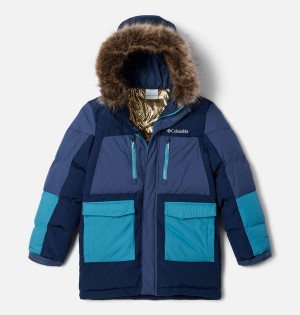 Navy Kids' Columbia Marquam Peak Fusion Insulated Parka Jacket | 7089-GMTQK