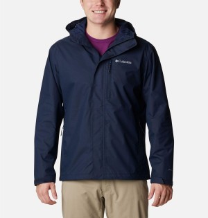 Navy Men's Columbia Hikebound Rain Jacket | 2536-NEUSR