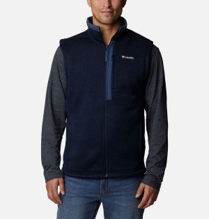 Navy Men's Columbia Sweater Weather Vest | 7206-LBFDI