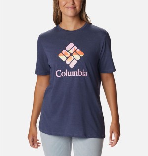 Navy Women's Columbia Bluebird Day Relaxed Crew Neck T-Shirt | 6375-APYMO