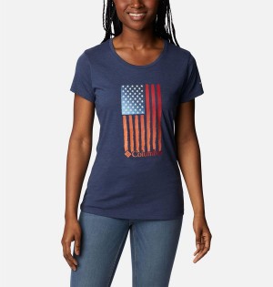 Navy Women's Columbia Daisy Days Graphic T-Shirt | 9735-GTKZJ