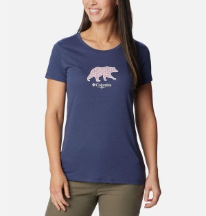 Navy Women's Columbia Daisy Days Graphic T-Shirt | 7238-MCPNL