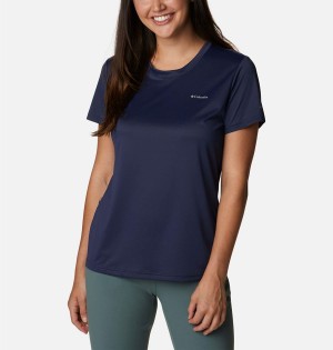 Navy Women's Columbia Hike Short Sleeve Crew T-Shirt | 8673-TZRIB