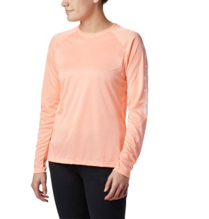 Orange Women's Columbia PFG Tidal II Long Sleeve T-Shirt | 9847-DWNRV