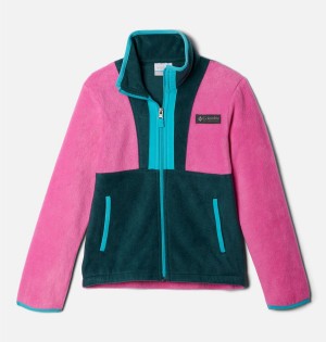 Pink Kids' Columbia Back Bowl Full Zip Fleece Jacket | 2105-ZRQAD