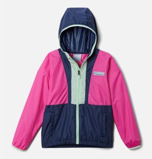 Pink Kids' Columbia Back Bowl Hooded Windbreaker Jacket | 3821-QBXZT