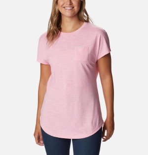 Pink Women's Columbia Cades Cape T-Shirt | 0824-ZIMPL