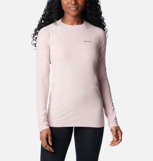 Pink Women's Columbia Omni Heat Midweight Baselayer Crew T-Shirt | 4612-MDOHT