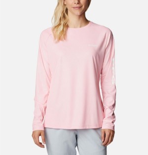 Pink Women's Columbia PFG Tidal Deflector Long Sleeve T-Shirt | 3219-AIQSE