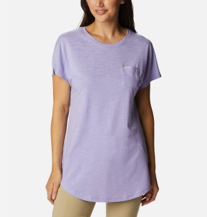 Purple Women's Columbia Cades Cape T-Shirt | 5234-YLQVO